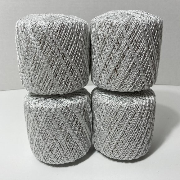 4 Aunt Lydia Metallic Crochet Thread White Silver - Picture 2 of 10